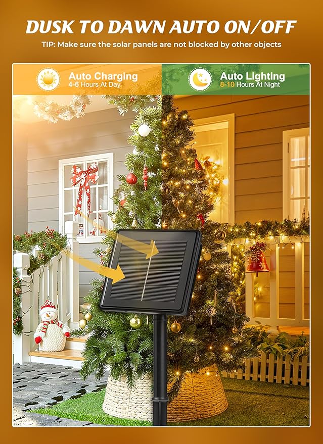 Brightown 2 Pack Solar Christmas String Lights Outdoor, Total 144Ft 400 LED Twinkle Fairy Lights Waterproof with 8 Modes Auto On/Off for Patio Tree Garden Party Home Wedding Decorations (Warm White)