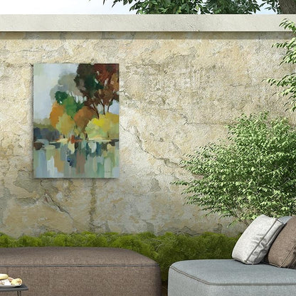 Trademark Fine Art Outdoor Canvas Art - Silvia Vassileva 'Lake in the Park I' Wall Art for Outdoor Spaces, Patios, or Gardens