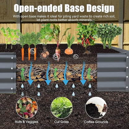 Domi Galvanized Raised Garden Bed, Outdoor Planter Garden Boxes Large Metal Planter Box for Gardening Vegetables Fruits Flowers, Dark Grey(8x4x1ft)