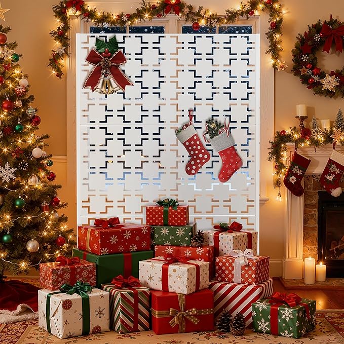 Outdoor Privacy Screen,72" H×47" W Metal Privacy Screen, Freestanding Privacy Fence Panels for Patio