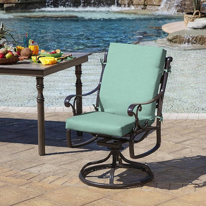 Arden Outdoor Patio Dining Chair Cushion, 20x44, Rain-Proof Seat Pad, Fade-Resistant Outdoor Cushion Aqua Leala