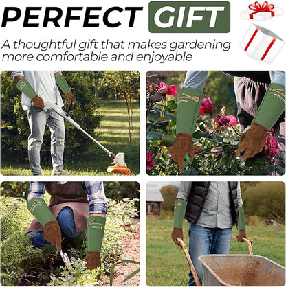 HLDD HANDLANDY Long Gardening Gloves for Women Men - Leather Rose Pruning Gloves Thorn Proof - Breathable Working Glove