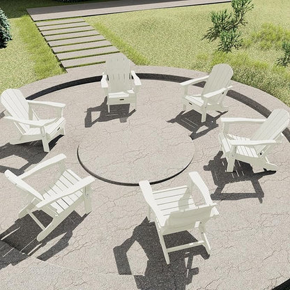 SERWALL Adirondack Chair - Folding Adirondack Chairs HIPS Outdoor Chairs Set of 8 Weather Resistant- White