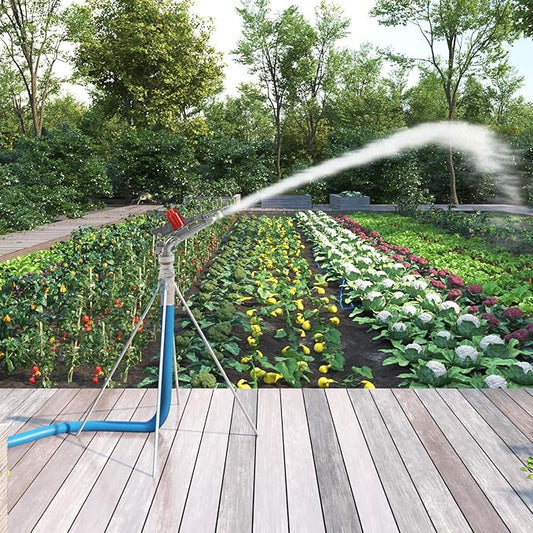 2'' Agriculture Irrigation Spray Gun Sprinkler Large-Area Irrigation Spray Gun Garden Farm Watering Sprinkler 360° Adjustable Watering for Farms, Orchards, Tea Gardens, Forestry