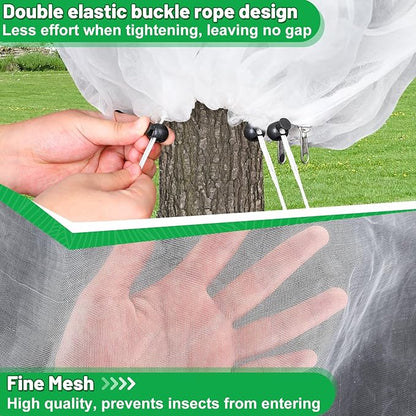 Easy Installation Fruit Tree Netting with Zipper & Drawstring - 8.2x6.6ft Ultra Fine Mesh Garden Protection Screen to Protect Pear Peach Apple from Bird Insect Bug Cicada Deer Squirrel