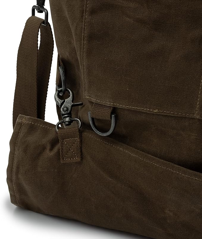 Barebones Harvesting and Gathering Bag - Foraging, Harvest and Fruit Picking Bag with Convertible Straps - Water-Resistant Waxed Canvas Gardening Tool Bag (Dark Khaki)