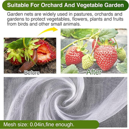 10 X 50FT Garden Mesh Netting Barrier,Fruit Tree Plant Netting for Vegetable Blueberry Bushes Plant Row Cover Screen Protection