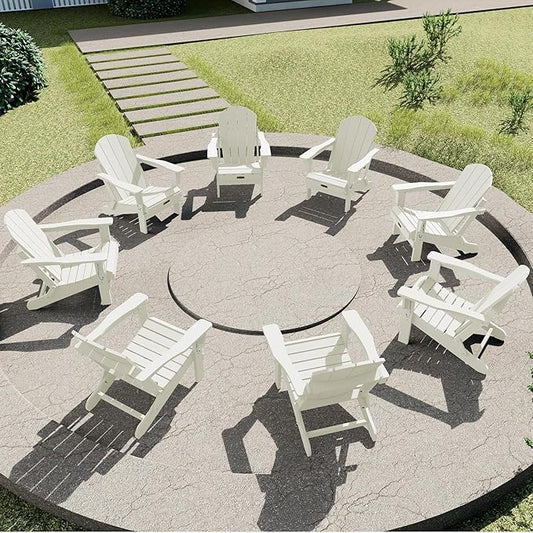 SERWALL Adirondack Chair - Folding Adirondack Chairs HIPS Outdoor Chairs Set of 8 Weather Resistant- White