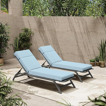 2 Pcs Chaise Lounge Cushions Outdoor, 72" L X 21" W X 4" D Lounge Chair Cushions for Outdoor Furniture, High-Density Foam Patio Chaise Cushion-Waterproof Fade-Resistant ThickPatio lounge chair cushion
