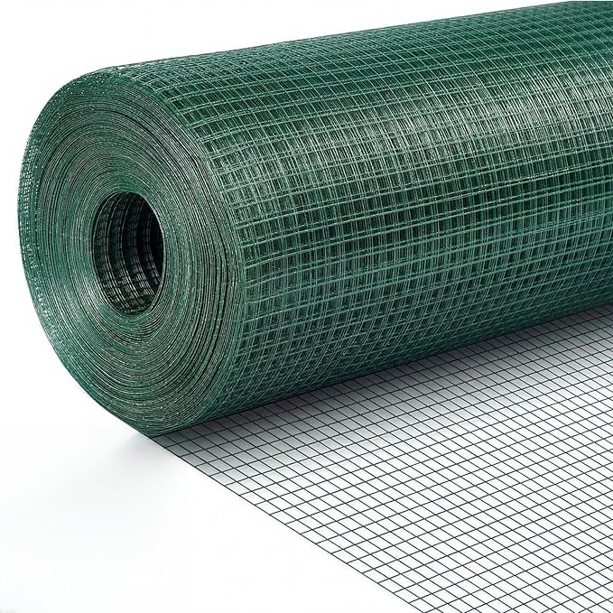 Tatuo Hardware Cloth 1/2 Inch 48in x 150ft Hot Dip Galvanized After Welded Cage Mesh Rolls 21 Gauge Metal Chicken Wire Roll Wire Fencing Poultry Netting for Raised Garden Rodent Animals(Green)