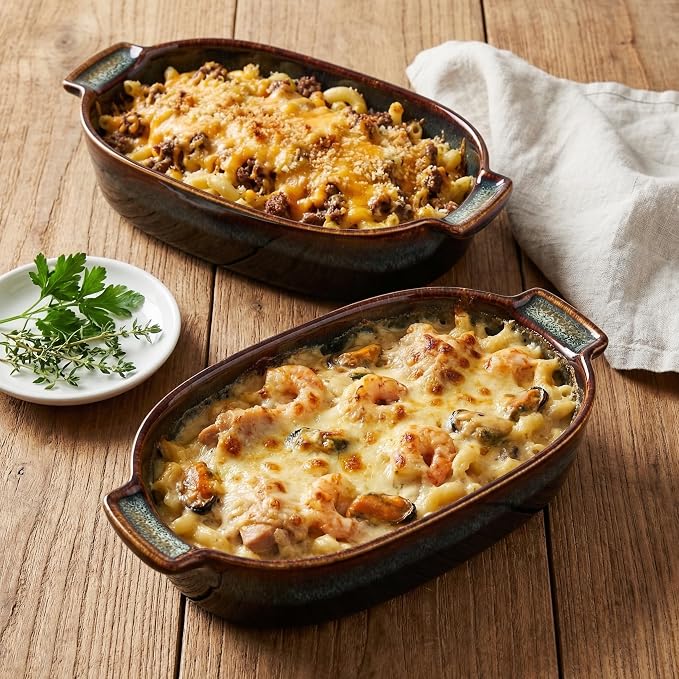 Ceramic Oval Casserole Baking Dish, 1 Quarts Baking Dish for Oven, Lasagna Pans, Oven Safe Durable Bakeware for Kitchen Home Decor, Banquet and Dinner, 1 pieces 10 x 6 Inch