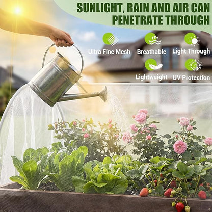 Garden Netting, Fine Mesh Insect Netting, 10x33FT, Plant Cover Raised Bed, Row Cover Makes Plants, Vegetables, Fruits, and Flowers Grow Better