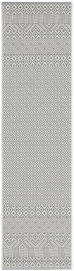 SAFAVIEH Washable Rug Outdoor Courtyard Collection - 2'3" x 12' Runner, Brown & Grey, Non-Shedding & Easy Cleaning, Ideal for Patio, Entryway, Mudroom, Hallway, Kitchen (CY6235-07812)