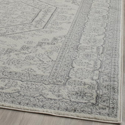 SAFAVIEH Adirondack Collection Area Rug - 6' Square, Ivory & Silver, Oriental Medallion Design, Non-Shedding & Easy Care, Ideal for High Traffic Areas in Living Room, Bedroom (ADR108B)