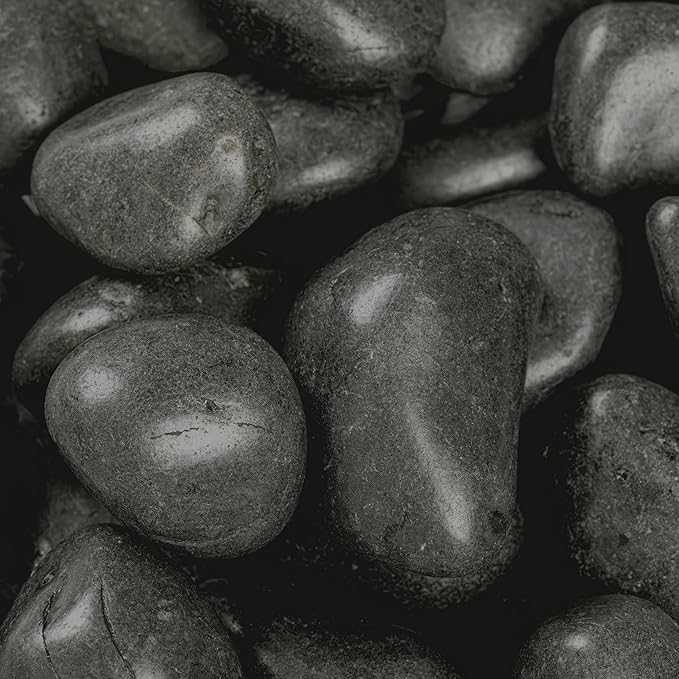 MSI Decorative Polished Black Pebbles, 0.8 inch - 1.2 inch, 40 lb. Bag(Pallet/ 55 Bags)