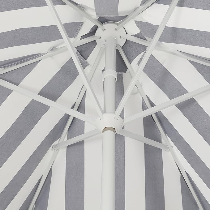JONATHAN Y UMB1001 Collins 9 ft. Classic Cottage Tassel Market Patio Umbrella with Auto-Tilt, Crank, Wind Vent and UV Protection