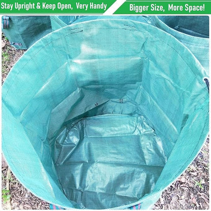 Professional 2-Pack 137 Gallon Lawn Garden Bags Large (D34,H34 inch) Yard Waste Bags with Gardening Gloves, Big Leaf Bag,Yard Debris,Waste Container,Lawn Trash Bin,Grass Clippings,Weeds Bags 4 Handles