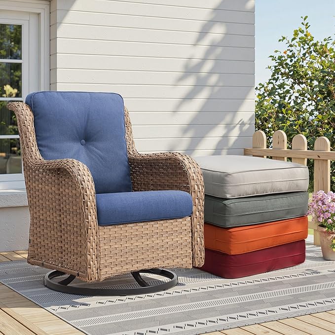 Patio Cushions for Outdoor Furniture - 22" x 25" x 4" UV Resistant Thick Foam Cushions Water Resistant Replacement Cushion for Outdoor Patio Furniture Chair/Sofa/Couch | Blue | 6-Pack |
