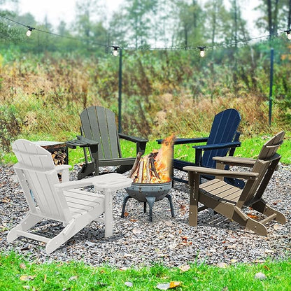 Adirondack Chair Set of 6, HDPE Folding Adirondack Chair with Multifunctional Cup Holder, Weather Resistant Fire Pit Chair for porches, patios, poolsides, Decks.