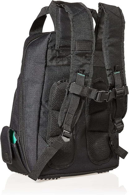 Amazon Basics Tool Backpack with LED Light, 55 Pockets, Padded Shoulder Straps, Tool Storage Bag, Black