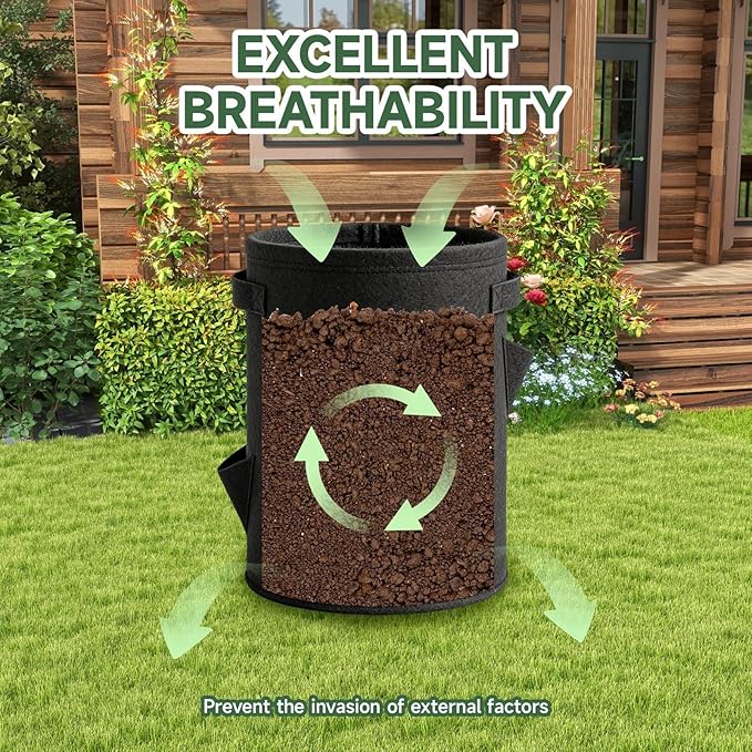5PCS 10 gallon Strawberry Growing Grow Bags, Strawberry Planter, Complete Gardening Set for Strawberries, Portable Strawberry Planters with Tools, Durable Felt Fabric Design for Home Gardening