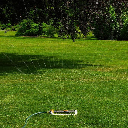 Melnor 65154AMZ XT Turbo Oscillating Sprinkler, Metal Base, 4,500 sq. ft., Quick Connect Bundle, 3-Way Adjustable, Black, Yellow