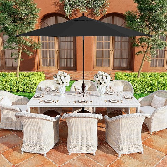 California Umbrella 11Ft Premium Patio Umbrella, Hand-Crank, Tilt-Collar, Bronze Frame, Solution Dyed Black Fabric