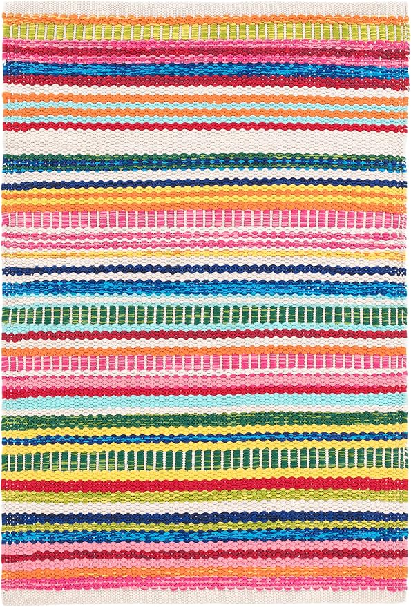 Dash and Albert Bright Stripe Indoor/Outdoor Area Rug - Runner - 2.5' x 8' Multi - Striped Handwoven Washable Accent Rug - Durable, Lightweight, Fade Resistant, High Traffic Areas Sunroom, Kitchen