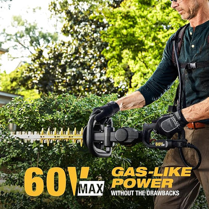 Cat DG620 60V 25” Brushless 2-Speed Backpack Hedge Trimmer Cordless, Shrub Trimmer with Rotating Rear Handle, Lightweight Bush Trimmer Cordless – Battery & Charger Included