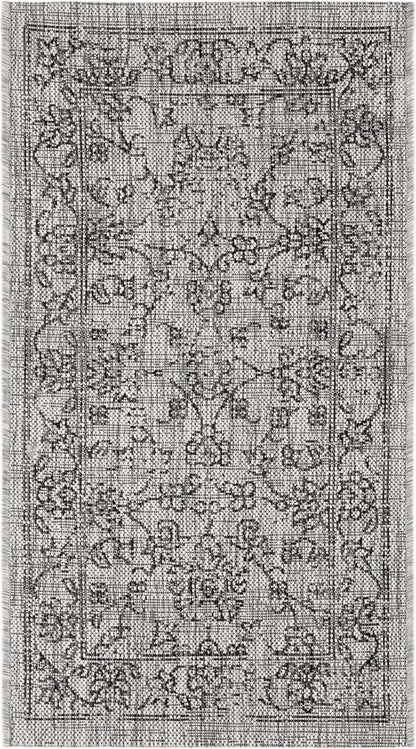 SAFAVIEH Courtyard Collection 2' x 3'7" Grey/Black CY8680 Indoor/ Outside Waterproof Easy cleansingPatio Backyard Mudroom Accent Mat