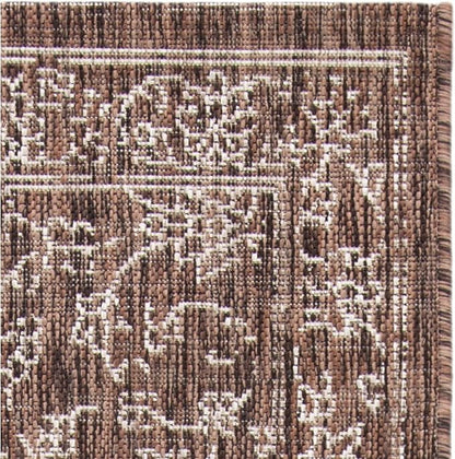 SAFAVIEH Washable Rug Outdoor Courtyard Collection - 2'7" x 5', Brown & Ivory, Non-Shedding & Easy Cleaning, Ideal for Patio, Backyard, Mudroom (CY8680-36321)