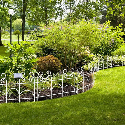 ARIFARO Decorative Garden Fence, 10 Pack, 14 ft Metal Flower Bed Border Fence, Small Fence for Garden Edging, No Dig Movable Panels for Lawn Patio Yard（13" H x 17" W ）