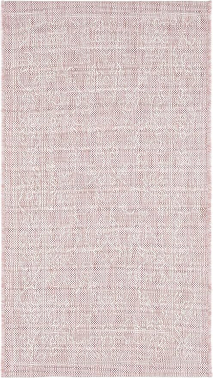 SAFAVIEH Courtyard Collection CY8680 Indoor/ Outdoor Easy scrubbing Patio Backyard Mudroom Accent-Rug, 2' x 3' 7', Soft Pink / Ivory