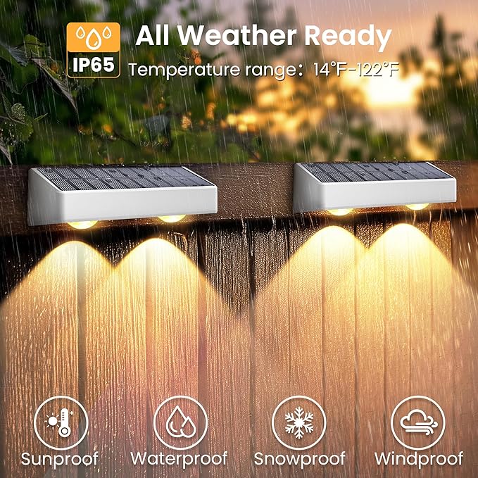 SOLPEX Solar Fence Lights Outdoor, 9 Fixed Colors ＆ Color Changing Fence Solar Lights Outdoor Waterproof IP65, LED Deck Lighting for Backyard Wall Step Patio Railing Pool Porch (12 Pack)