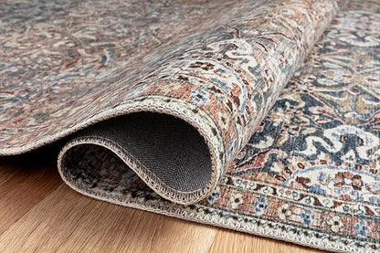 Loloi Chris Loves Julia Jules Collection JUL-06 Denim/Spice 2'-6'' x 7'-6'', .13" Pile Height, Runner Rug