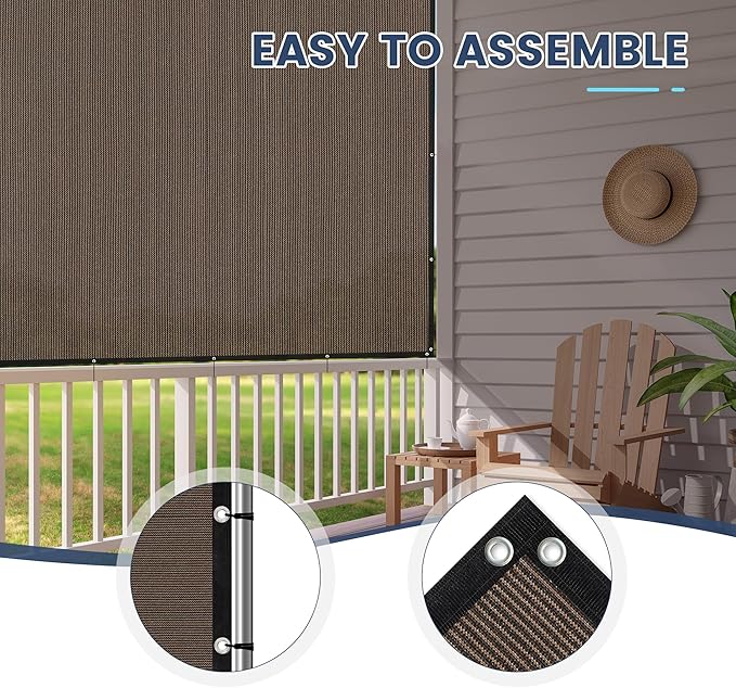 90% Sun Shade Cloth with Grommets, Customizing Outdoor Pergola Shade Cover Canopy, Heavy-Duty Mesh Tarp Patio Sun Screen for Lawn Garden Backyard, 13X19 FT, Mocha