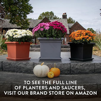 The HC Companies Accent Square Plant Pot w/Drainage - Classic Planters for Outdoor Plants & Indoor Plants - Lightweight & UV-Resistant Square Planter Box (15.5”, Evergreen, Pack of 1)