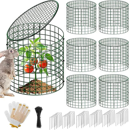 Breeze Touch 6 Pcs Plant Protectors from Animals, 12" H x 12" D Metal Plant Cages for Outdoor Plants, Sturdy Garden Cloches for Plants, Anti-Scratch Chicken Wire Mesh/Fencing, Strawberry Protector