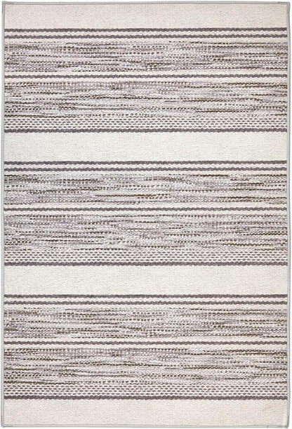Dash & Albert Ellington Stripe Grey Machine Washable Rug, 6 X 9 Feet, Grey Stripe Pattern