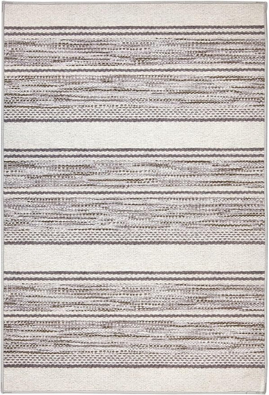 Dash & Albert Ellington Stripe Grey Machine Washable Rug, 3 X 5 Feet, Grey Stripe Pattern