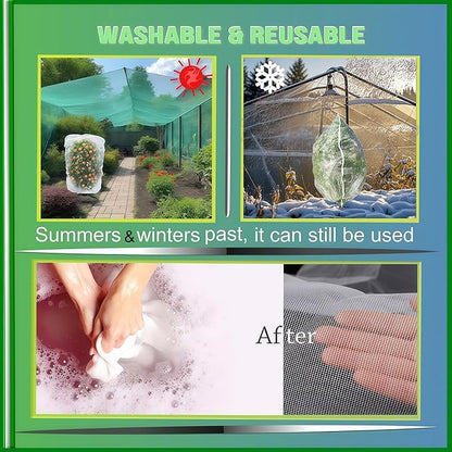 Fruit Tree Netting - Easy Install Plant Protection Cover, Reusable Garden Mesh Bag for Blueberry Bushes/Tomato - Block Birds/Insect/Squirrels (6, 6x7.2 FT)