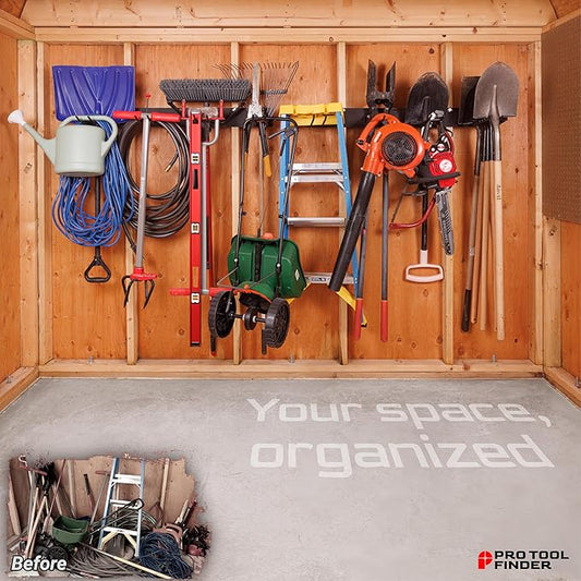 Stud-Mounted Commercial-Grade Steel Garden Tool Organizer for Garage Wall, 1-Pack – 650 lb Rated