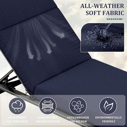 Chaise Lounge Cushions Outdoor, 72" L X 21" W X 4" D Lounge Chair Cushions for Outdoor Furniture, High-Density Foam Outdoor Chaise Cushion-Waterproof Fade-Resistant ThickPatio lounge chair cushion