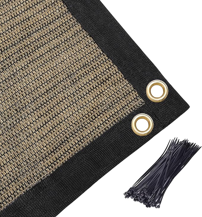 Amagenix 90% Shade Fabric 21'X 24' Mocha Sun Shade Cloth with Grommets for Pergola Replacement Shade Cover Canopy, Heavy Duty, Cable Zip Ties Included (We Customized)