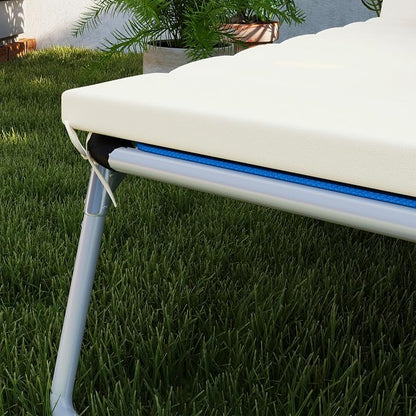 Outsunny Outdoor Lounge Chair Cushion Set of 2, 80" x 26" UPF50+ 230gsm Olefin and 25D High-Density Foam, Foldable Patio Chaise Lounge Cushion Set, Fade Resistant for Lawn Pool, Cream White