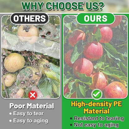 Easy Installation Fruit Tree Netting with Zipper & Drawstring - 8.2x6.6ft Ultra Fine Mesh Garden Protection Screen to Protect Pear Peach Apple from Bird Insect Bug Cicada Deer Squirrel