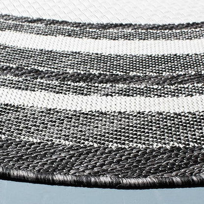 SAFAVIEH Washable Rug Outdoor Courtyard Collection - 7'10" Round, Ivory & Black, Non-Shedding & Easy Cleaning, Ideal for Patio, Backyard, Mudroom (CY8475-53712)