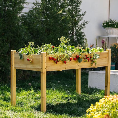 Premium Fir Wooden Raised Garden Bed with Four Legs for Backyard and Balcony Gardening,Suitable for Indoor and Outdoor use,49.5''×23.5''×30''