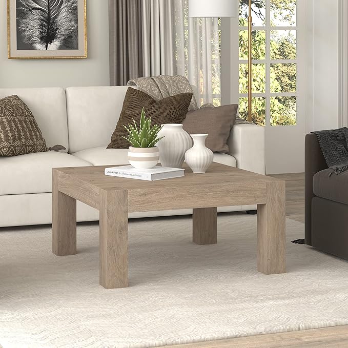 Henn&Hart Langston Coffee Table, 34" Wide,Grey