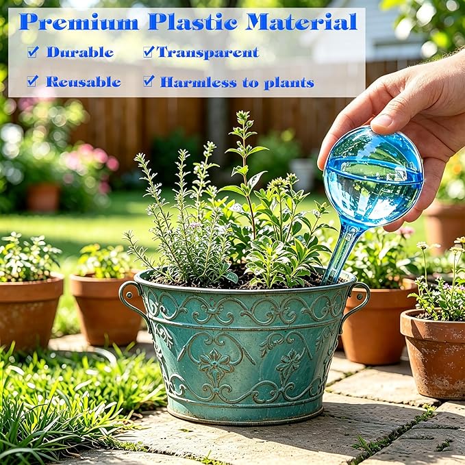 Large 12pcs Plant Watering Globes - Automatic Plant Watering Bulbs for Indoor & Outdoor Potted Plants, Durable Plastic Garden Watering Devices